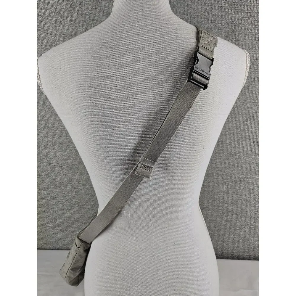 CALVIN KLEIN WOMEN'S GRAY CITY NYLON SHOULDER CROSSBODY BAG LIGHT 10
